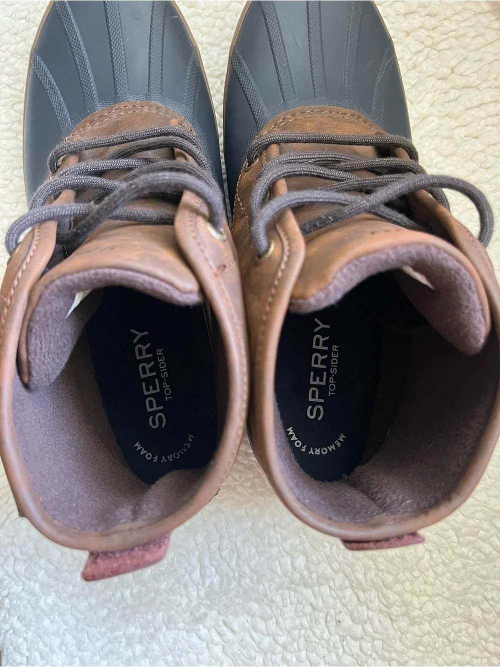 Sperry Brown/Navy Duck Boots for Men - Lace-Up Waterproof Ankle Boots